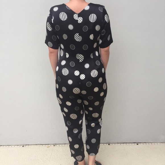 ASOS BLACK & WHITE CIRCLE POLKA DOT JUMPSUIT - Picture 3 of 5